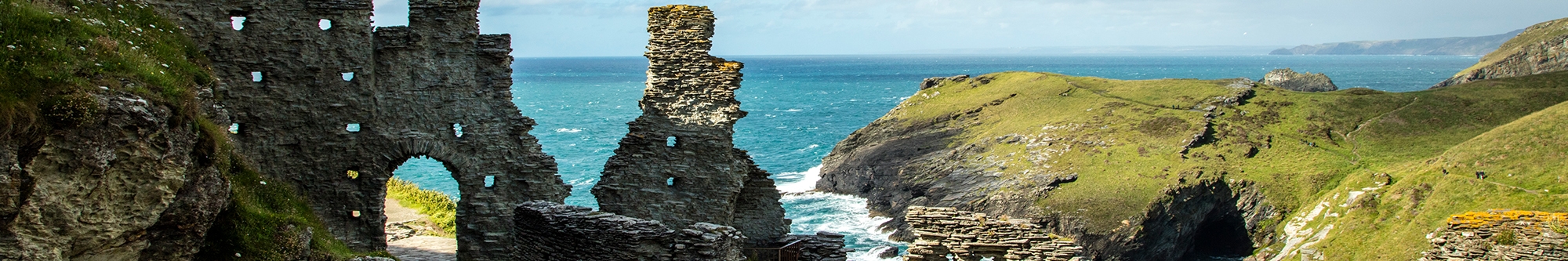sea view over Tintagel Castle ruins