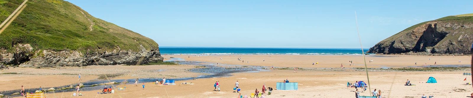 Mawgan Porth beach in summer