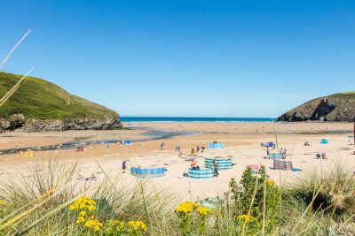 mawgan porth beach in summer