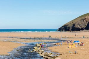 stream at Mawgan Porth beach