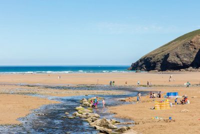 stream at mawgan porth beach