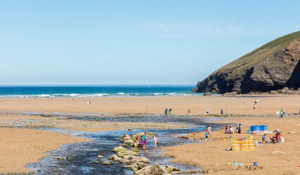 stream at Mawgan Porth beach