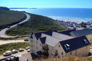 beachcombers exterior with watergate bay in background