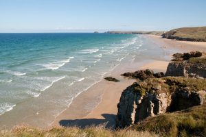 Light surf at Perranporth beach