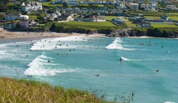 surfers at Polzeath