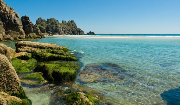 blue sea at Porthcurno