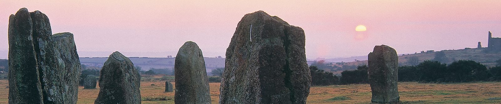 stone circles at sunset in St Cleer