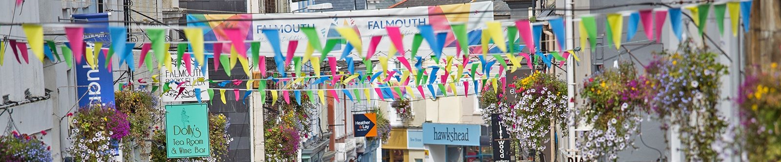 bunting over Falmouth high street