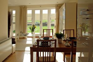 dining area through to lounge and garden