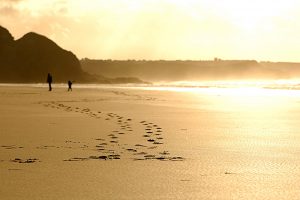 footprints at Watergate Bay