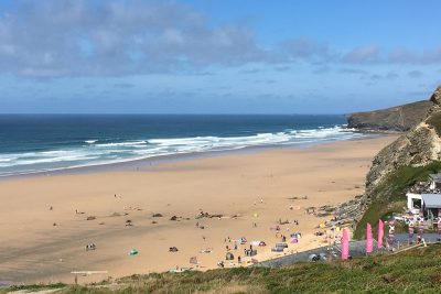 view across watergate bay