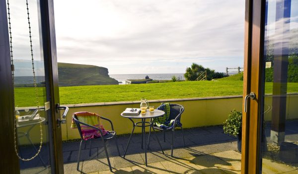 View of the sea from balcony patio