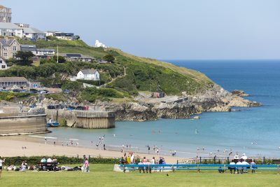 people on Towan beach