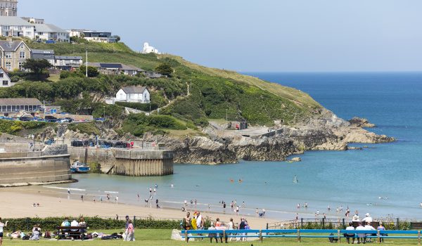 people on Towan beach