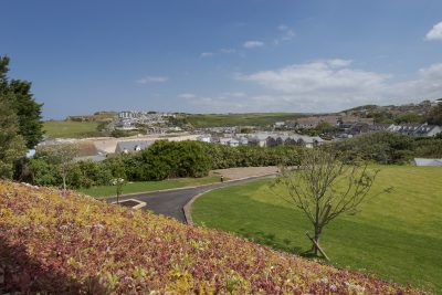 Porth Beach view from 1-bed villa