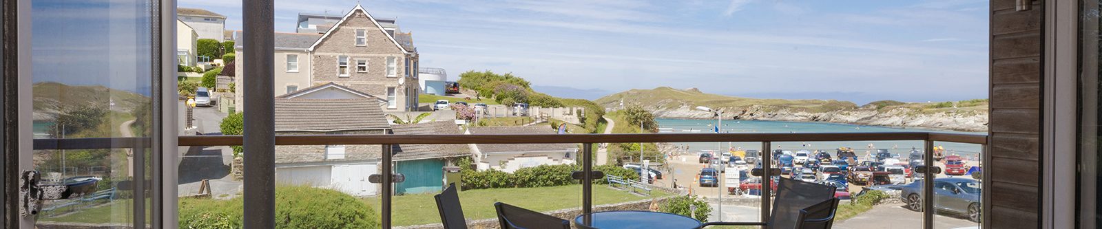 Balcony and view to Porth Beach