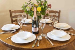 Table set in the dining area