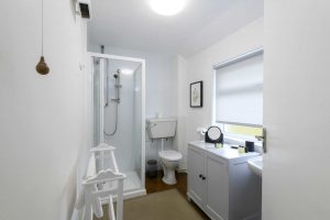 Shower, toilet and hand basin
