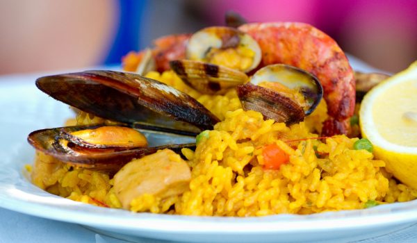 Seafood paella