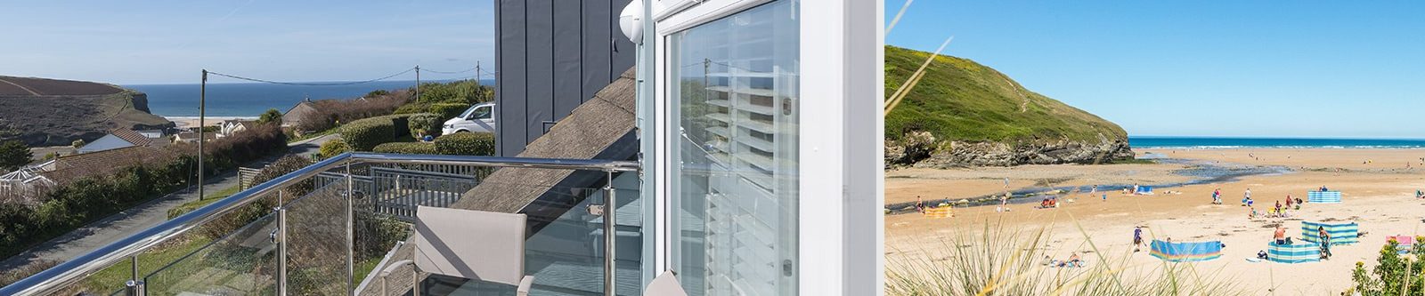 Mawgan Porth Apartments balcony view and beach