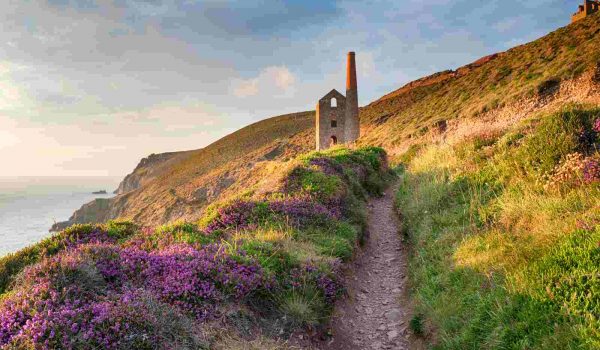 tin mine engine on the south west coast path in Cornwall