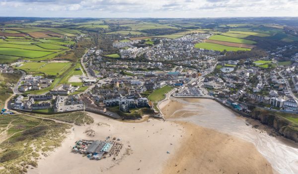 Aerial photograph of Perranporth Beach