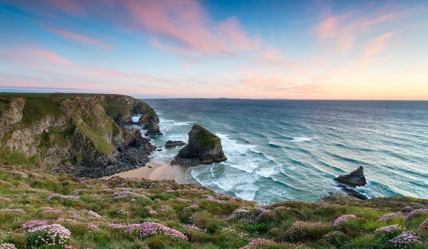 Sunset on the Cornish Coast above Bedruthan Steps