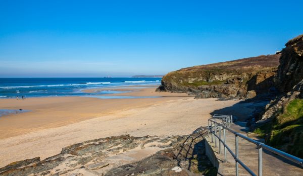 The ramp and the sandy beach at Hayle Towans