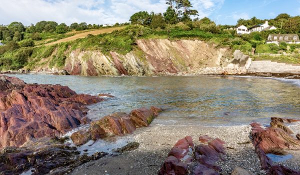 Talland Bay rock pools and shingle beach