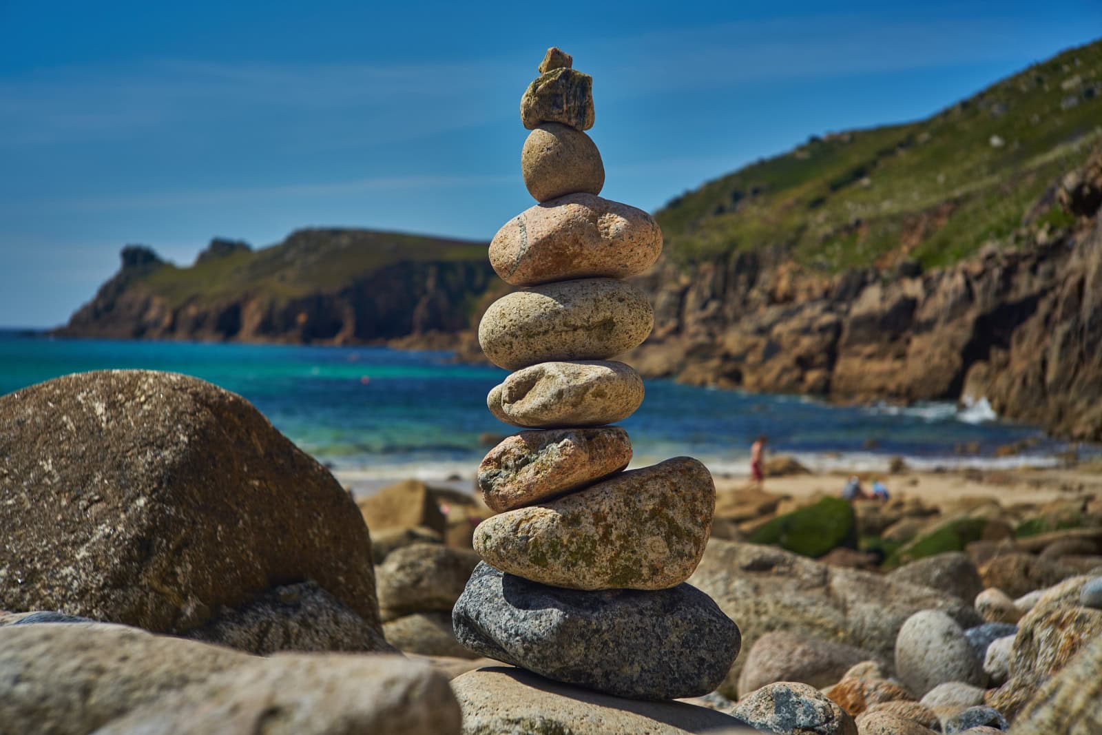 Nanjizal beach, stacked stones